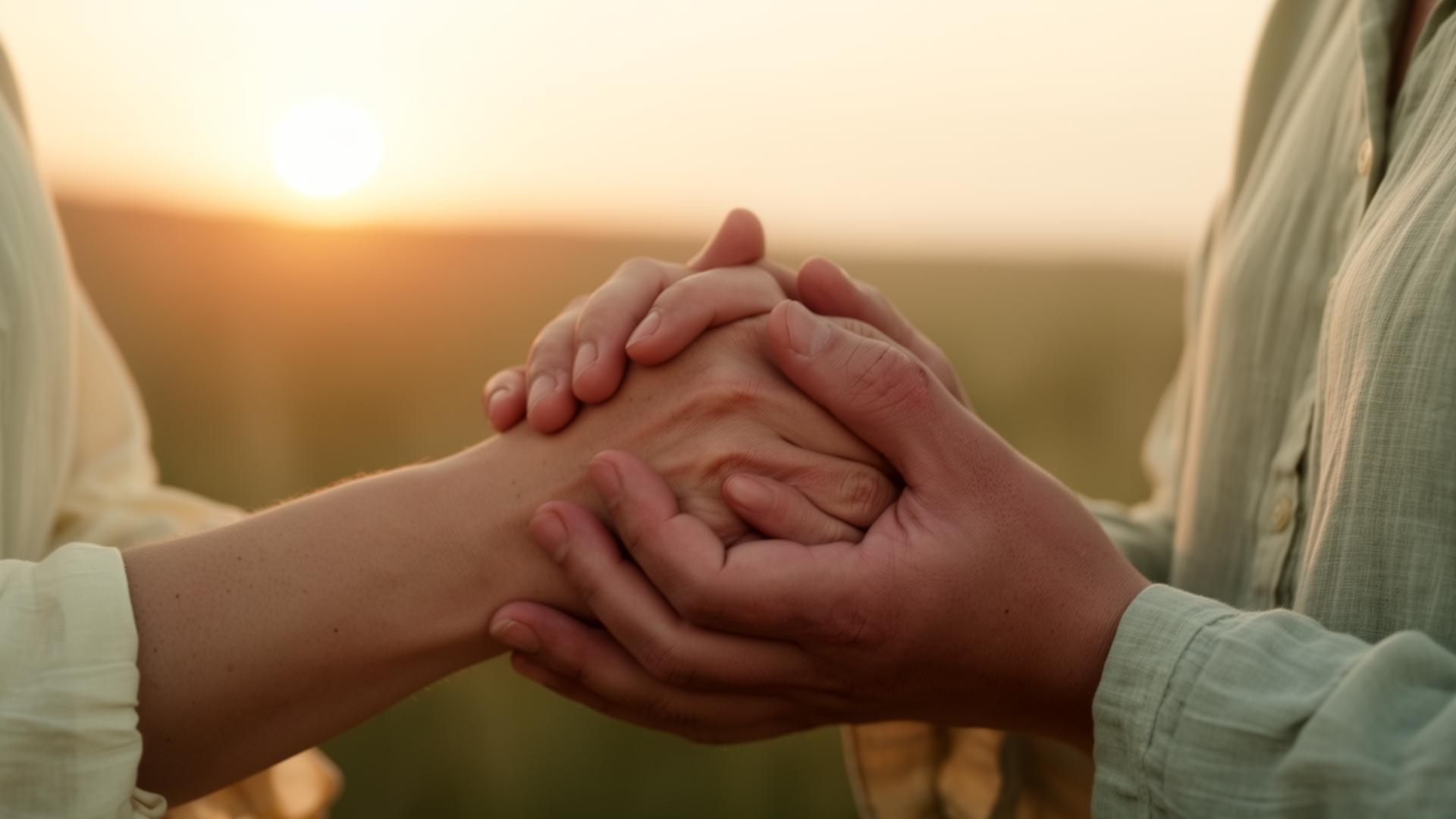 Hands held in prayer and healing